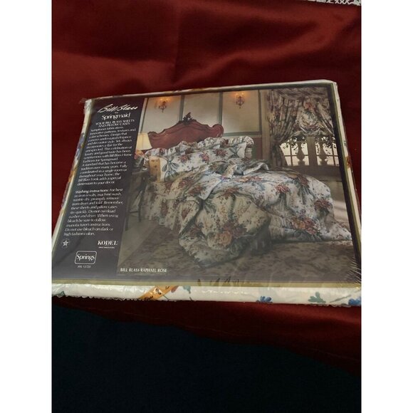 Bill Blass Double Full Sheet Flat Fitted NEW Vintage Floral Festival Blue NWOT - Picture 4 of 4